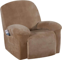 H.VERSAILTEX Velvet Plush Slip Covers for Recliners with Arms 1-Piece Stretch Recliner Chair Covers Furniture Protector Couch Soft with Elastic Bottom Anti-Slip