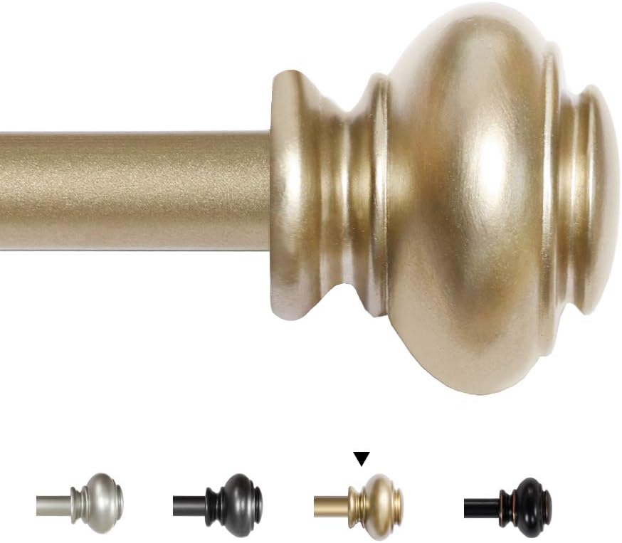 H.VERSAILTEX Window Curtain Rods for Windows 48 to 84 Inches Adjustable Decorative 3/4 Inch Diameter Single Window Curtain Rod Set with Classic Finials