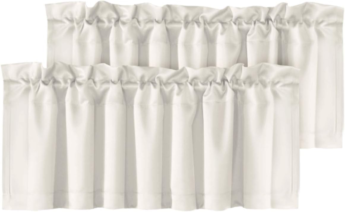 H.VERSAILTEX White Curtain Valances for Windows，Room Darking Kitchen Valances for Living Room/Bedroom/Bathroom Short Window Privacy Decorative Rod Pocket,52" W x 18" L,4 Panels