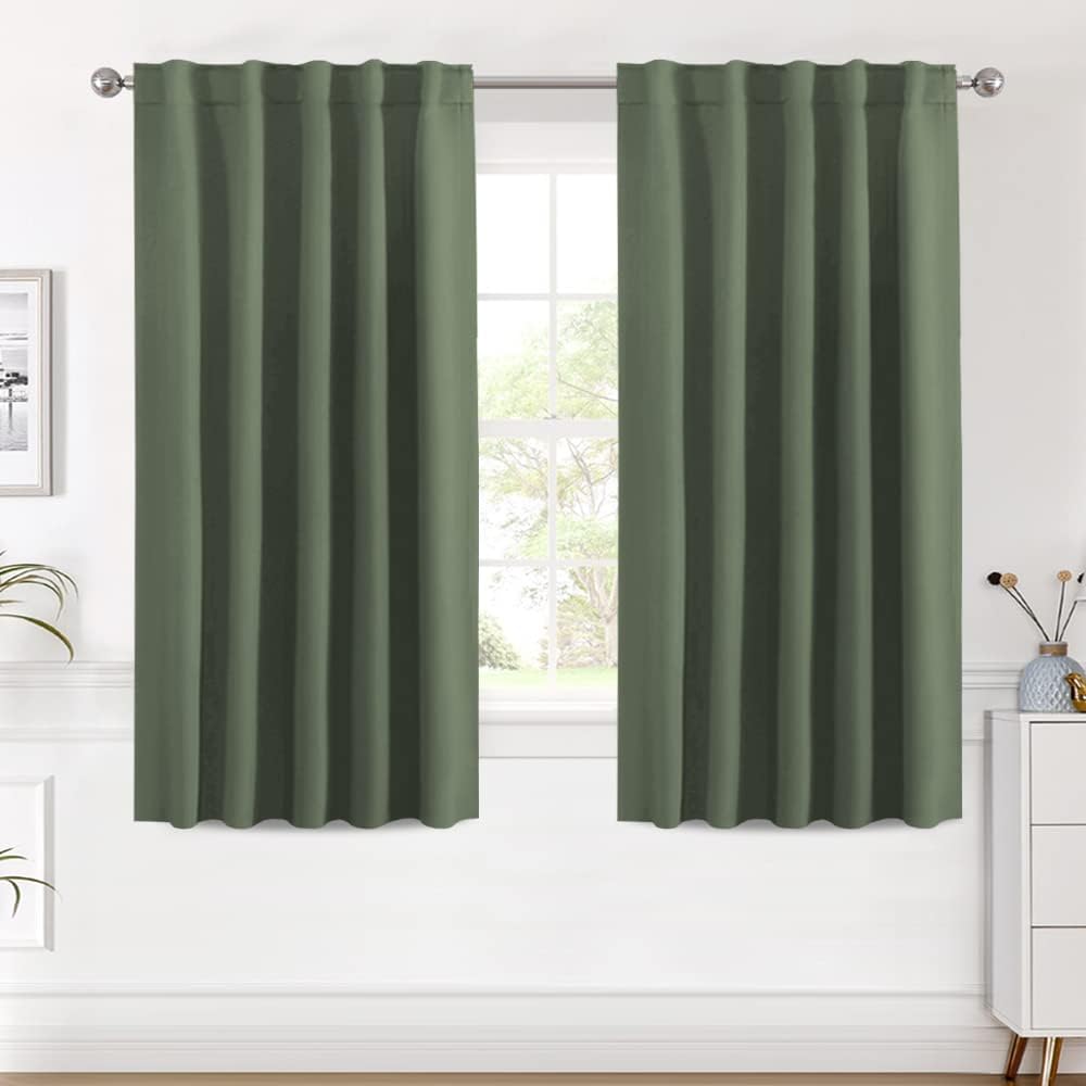 2pcs H.VERSAILTEX Blackout Curtains Thermal Insulated Window Treatment Panels Room Darkening Blackout Drapes for Living Room Back Tab/Rod Pocket Bedroom Draperies