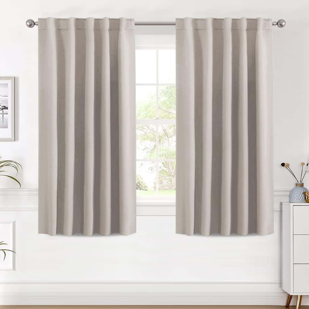 2 pcs H.VERSAILTEX Blackout Curtains Thermal Insulated Window Treatment Panels Room Darkening Blackout Drapes for Living Room Back Tab/Rod Pocket Bedroom Draperies