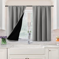 H.VERSAILTEX 100% Blackout Curtains for Bedroom Short Curtains Half Window Curtains for Kitchen, Privacy Energy Saving Curtain Tiers for Bathroom Shades, W 42 x L 36 inch, Pumice Stone, Set of 2