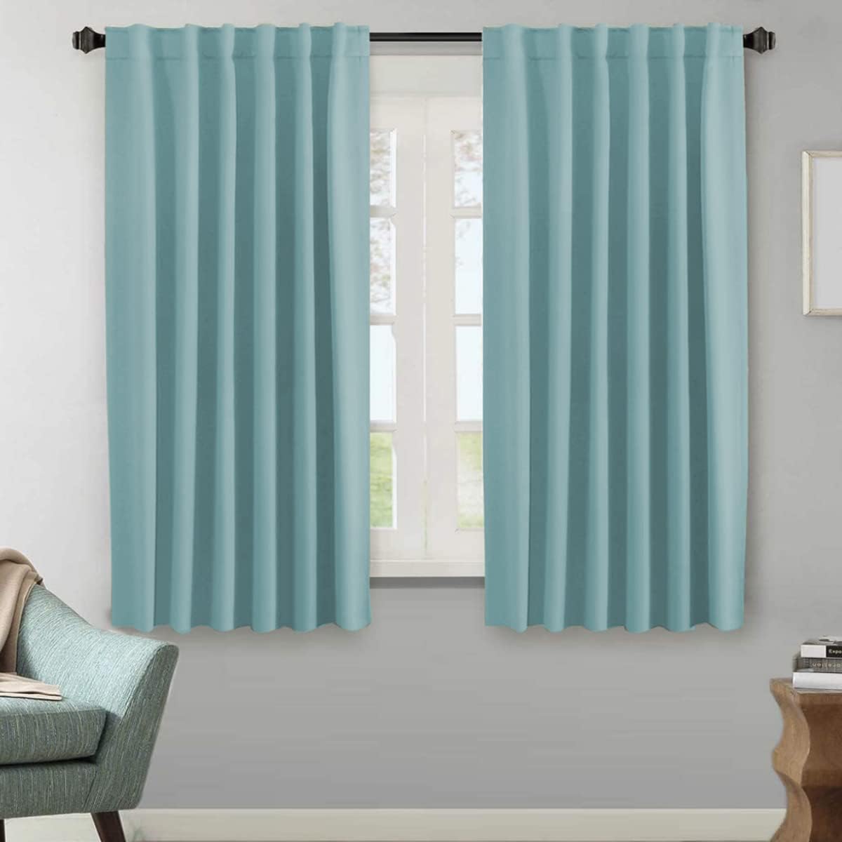 2pcs H.VERSAILTEX Blackout Curtains Thermal Insulated Window Treatment Panels Room Darkening Blackout Drapes for Living Room Back Tab/Rod Pocket Bedroom Draperies