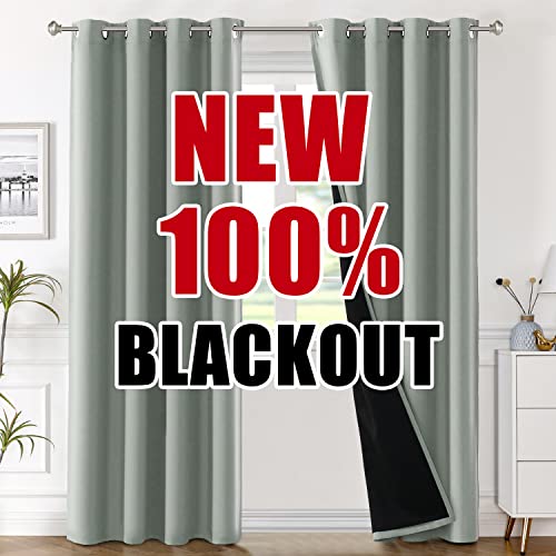 H.VERSAILTEX 100% Blackout Curtain Panels 96 Inches Long Thermal Insulated Blackout Lined Curtains for Bedroom Two Layers Full Light Blocking Drapes for Living Room, 2 Panels, Hunter Green