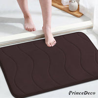 Prince Deco Memory Foam Bath Mat for Bathroom Non Slip Bath Rug Velvet Thick Soft and Comfortable Water Absorbent Machine Washable Easier to Dry Floor Rug Mats Waved Pattern