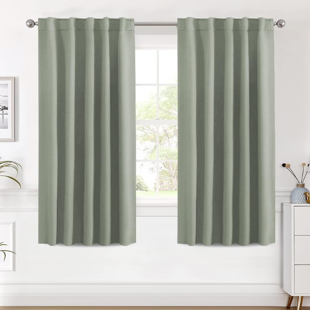 2 pcs H.VERSAILTEX Blackout Curtains Thermal Insulated Window Treatment Panels Room Darkening Blackout Drapes for Living Room Back Tab/Rod Pocket Bedroom Draperies