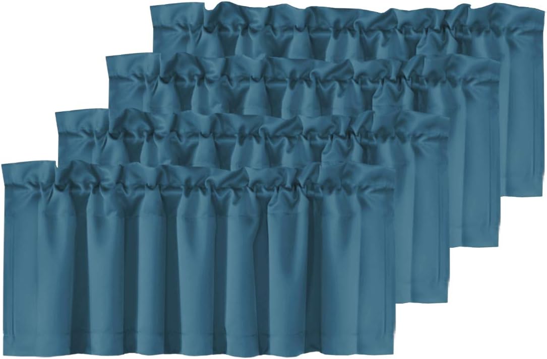 H.VERSAILTEX White Curtain Valances for Windows，Room Darking Kitchen Valances for Living Room/Bedroom/Bathroom Short Window Privacy Decorative Rod Pocket,52" W x 18" L,4 Panels