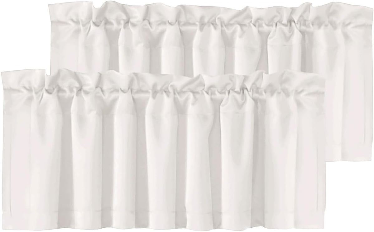 H.VERSAILTEX White Curtain Valances for Windows，Room Darking Kitchen Valances for Living Room/Bedroom/Bathroom Short Window Privacy Decorative Rod Pocket,52" W x 18" L,4 Panels