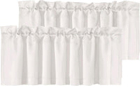 H.VERSAILTEX White Curtain Valances for Windows，Room Darking Kitchen Valances for Living Room/Bedroom/Bathroom Short Window Privacy Decorative Rod Pocket,52" W x 18" L,4 Panels