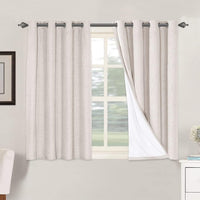 2 pcs  H.VERSAILTEX 100% Blackout Linen Curtains Full Light Blocking Curtains for Bedroom, Textured Window Curtains for Living Room, Energy Efficient Curtains White Liner