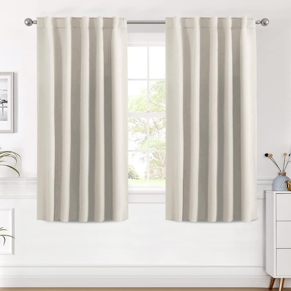 2 pcs H.VERSAILTEX Blackout Curtains Thermal Insulated Window Treatment Panels Room Darkening Blackout Drapes for Living Room Back Tab/Rod Pocket Bedroom Draperies