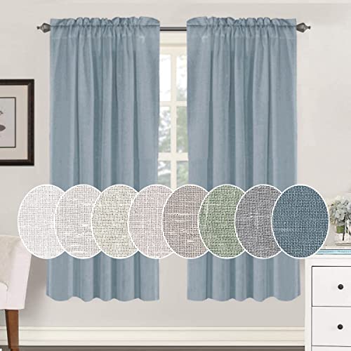 Linen Curtains Elegant Natural Linen Blended Curtains Energy Efficient Light Filtering / Rod Pocket Window Treatments Panels / Drapes for Livingroom (Set of 2, Ivory, 52 inch W X 96 inch L)