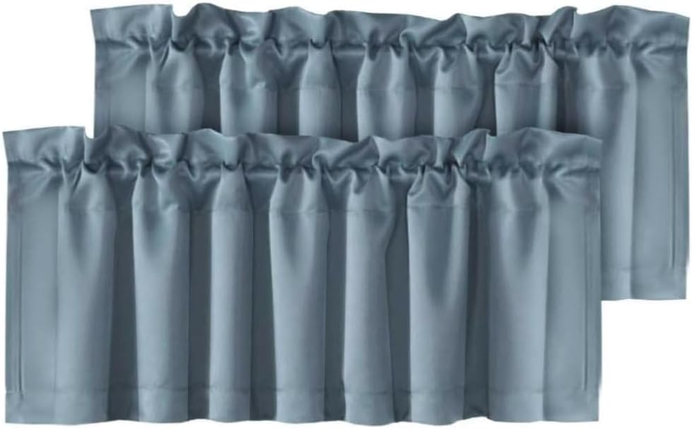 H.VERSAILTEX White Curtain Valances for Windows，Room Darking Kitchen Valances for Living Room/Bedroom/Bathroom Short Window Privacy Decorative Rod Pocket,52" W x 18" L,4 Panels