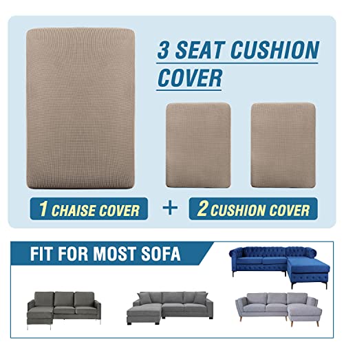 H.VERSAILTEX Sectional Couch Covers 3 Pieces Sofa Seat Cushion Covers L Shape Separate Cushion Couch Chaise Cover for Both Left/Right Sectional Couch (Large Sofa 2 Seater + 1 Chaise, Dusty Blue)