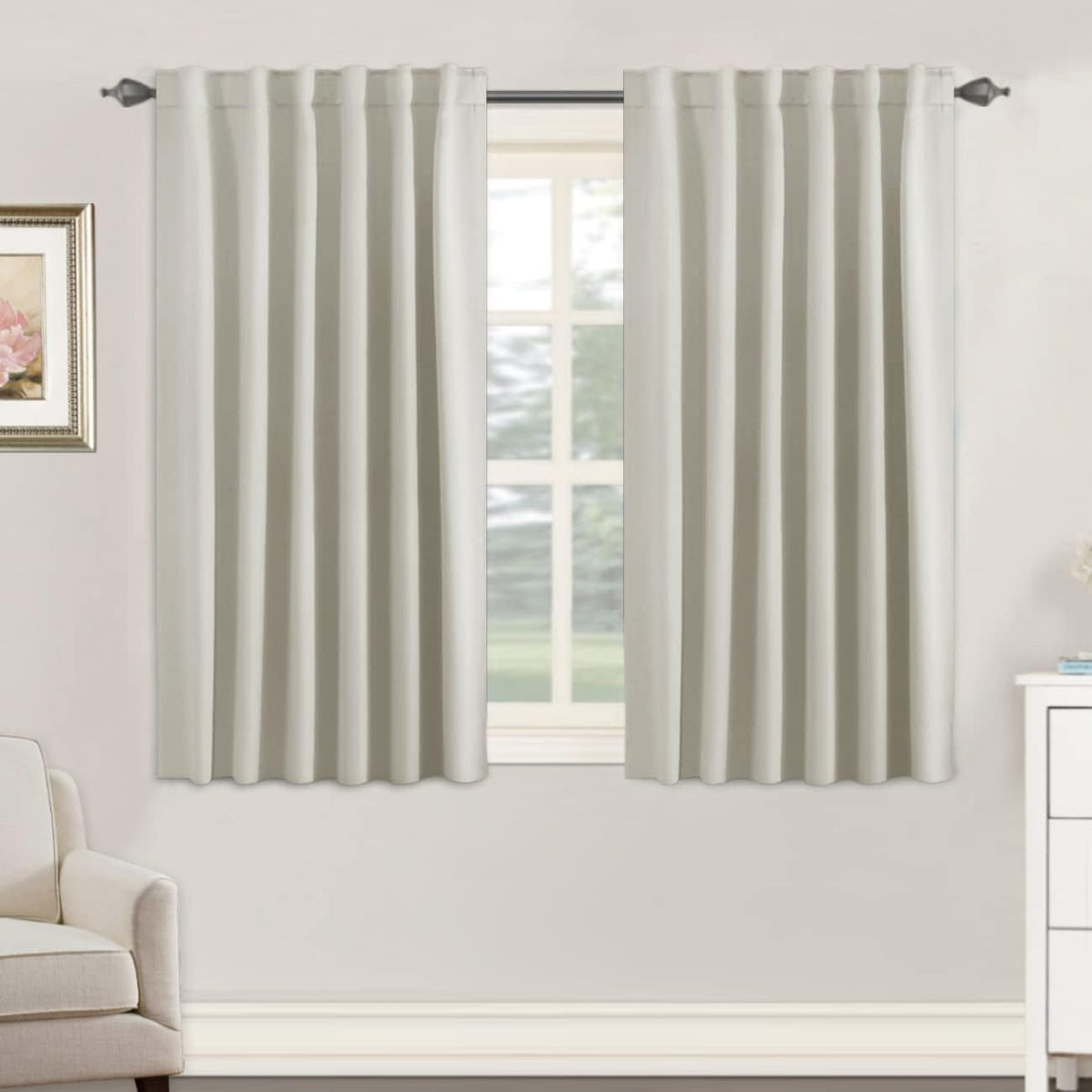 2 pcs H.VERSAILTEX Blackout Curtains Thermal Insulated Window Treatment Panels Room Darkening Blackout Drapes for Living Room Back Tab/Rod Pocket Bedroom Draperies