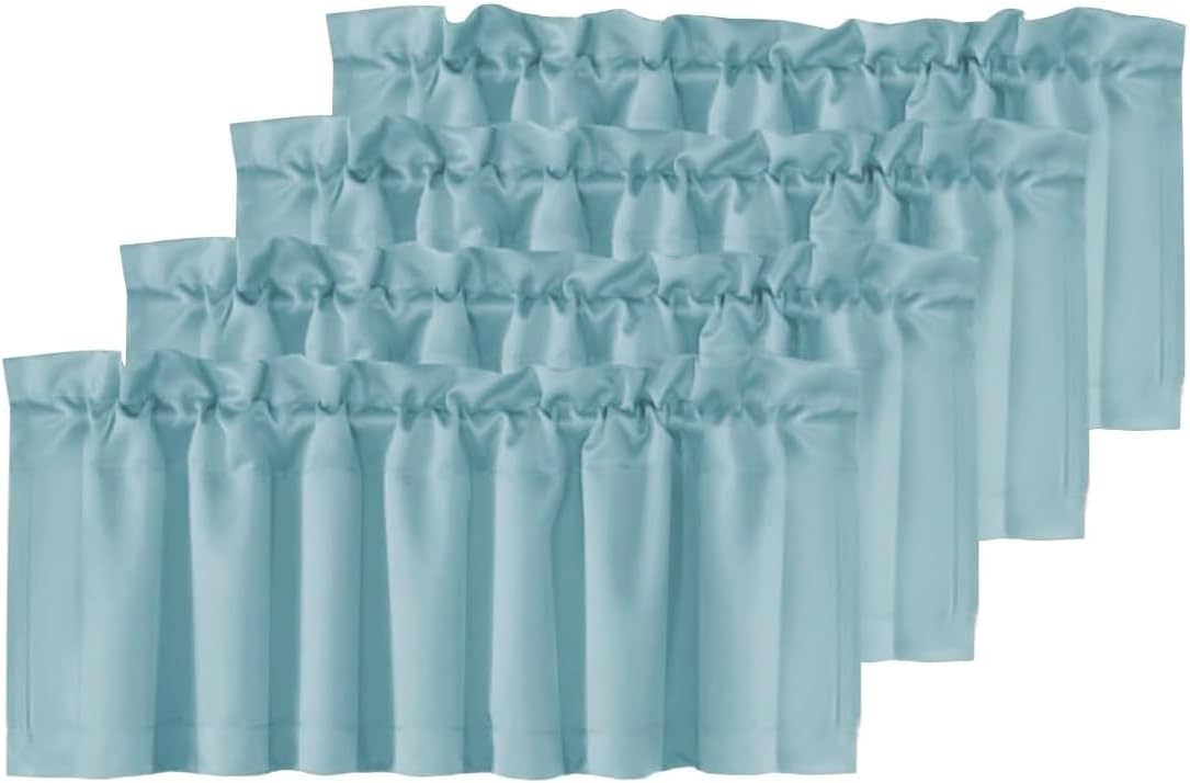 H.VERSAILTEX White Curtain Valances for Windows，Room Darking Kitchen Valances for Living Room/Bedroom/Bathroom Short Window Privacy Decorative Rod Pocket,52" W x 18" L,4 Panels