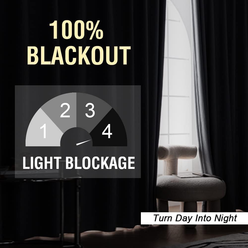 H.VERSAILTEX 100% Blackout Linen Look Curtains for Bedroom 84 inch Light Blocking Drapes with Double Face Linen Back Tab Loop Pocket Textured Burlap Curtains for Living Room 2 Panels, Heather White