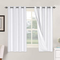 2 pcs  H.VERSAILTEX 100% Blackout Linen Curtains Full Light Blocking Curtains for Bedroom, Textured Window Curtains for Living Room, Energy Efficient Curtains White Liner