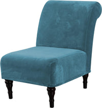 H.VERSAILTEX Velvet Armless Accent Chair Cover Thick High Stretch Slipcover