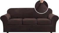 H.VERSAILTEX Modern Velvet Plush High Stretch Sofa Slipcover Furniture Protector Form Fit Luxury Thick Sofa Cover for 3 Cushion Couch, Machine Washable Width Up to 90 Inch