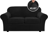 H.VERSAILTEX Modern Velvet Plush High Stretch Sofa Slipcover Furniture Protector Form Fit Luxury Thick Sofa Cover for 3 Cushion Couch, Machine Washable Width Up to 90 Inch