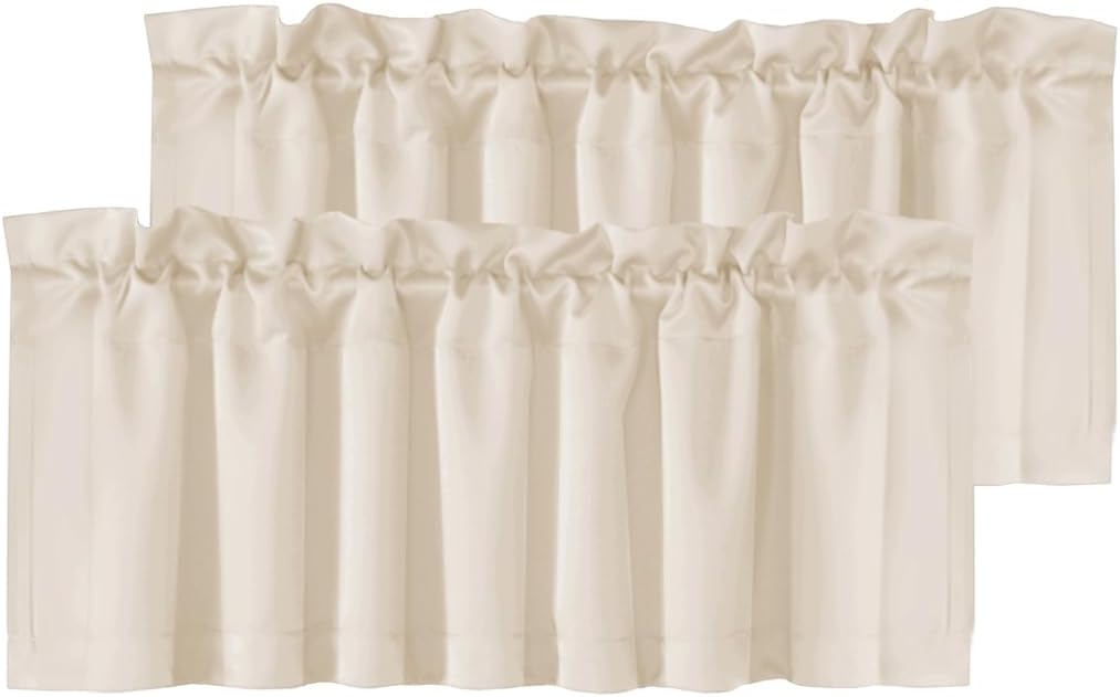 H.VERSAILTEX White Curtain Valances for Windows，Room Darking Kitchen Valances for Living Room/Bedroom/Bathroom Short Window Privacy Decorative Rod Pocket,52" W x 18" L,4 Panels