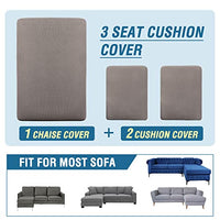 H.VERSAILTEX Sectional Couch Covers 3 Pieces Sofa Seat Cushion Covers L Shape Separate Cushion Couch Chaise Cover for Both Left/Right Sectional Couch (Large Sofa 2 Seater + 1 Chaise, Dusty Blue)