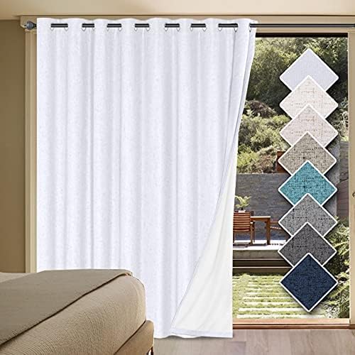 2pcs H.VERSAILTEX Linen Blackout Curtains Durable Thick Textured Linen Look 100% Blackout Patio Door Curtain, Anti Rust Grommet Extra Wide Sliding Glass Door Curtains