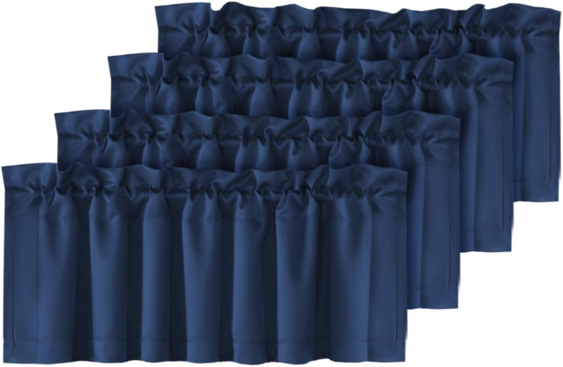 H.VERSAILTEX White Curtain Valances for Windows，Room Darking Kitchen Valances for Living Room/Bedroom/Bathroom Short Window Privacy Decorative Rod Pocket,52" W x 18" L,4 Panels