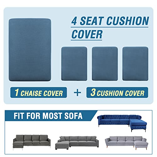 H.VERSAILTEX Sectional Couch Covers 3 Pieces Sofa Seat Cushion Covers L Shape Separate Cushion Couch Chaise Cover for Both Left/Right Sectional Couch (Large Sofa 2 Seater + 1 Chaise, Dusty Blue)