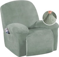 H.VERSAILTEX Velvet Plush Slip Covers for Recliners with Arms 1-Piece Stretch Recliner Chair Covers Furniture Protector Couch Soft with Elastic Bottom Anti-Slip