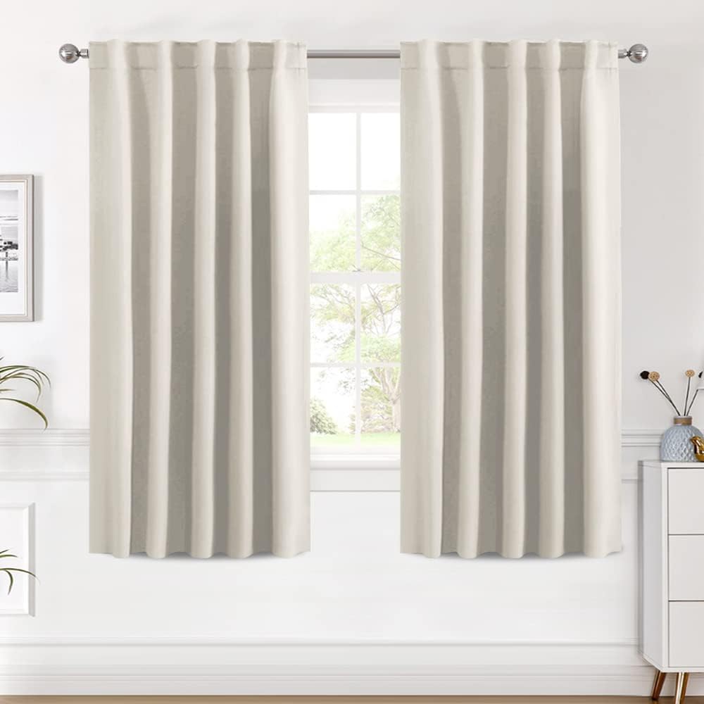 2 pcs H.VERSAILTEX Blackout Curtains Thermal Insulated Window Treatment Panels Room Darkening Blackout Drapes for Living Room Back Tab/Rod Pocket Bedroom Draperies