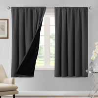 H.VERSAILTEX 100% Blackout Curtains for Bedroom Short Curtains Half Window Curtains for Kitchen, Privacy Energy Saving Curtain Tiers for Bathroom Shades, W 42 x L 36 inch, Pumice Stone, Set of 2