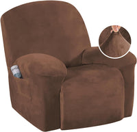 H.VERSAILTEX Velvet Plush Slip Covers for Recliners with Arms 1-Piece Stretch Recliner Chair Covers Furniture Protector Couch Soft with Elastic Bottom Anti-Slip