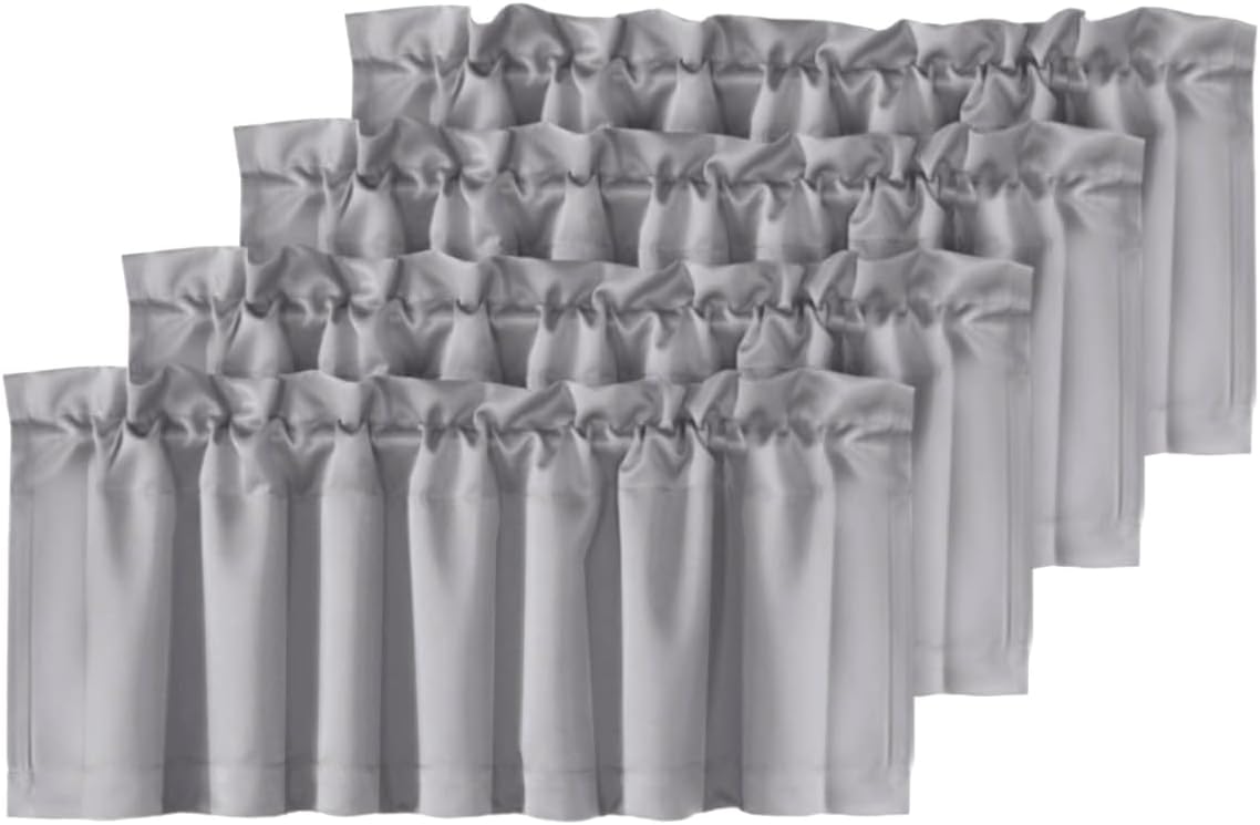 H.VERSAILTEX White Curtain Valances for Windows，Room Darking Kitchen Valances for Living Room/Bedroom/Bathroom Short Window Privacy Decorative Rod Pocket,52" W x 18" L,4 Panels