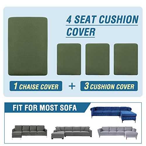 H.VERSAILTEX Sectional Couch Covers 3 Pieces Sofa Seat Cushion Covers L Shape Separate Cushion Couch Chaise Cover for Both Left/Right Sectional Couch (Large Sofa 2 Seater + 1 Chaise, Dusty Blue)