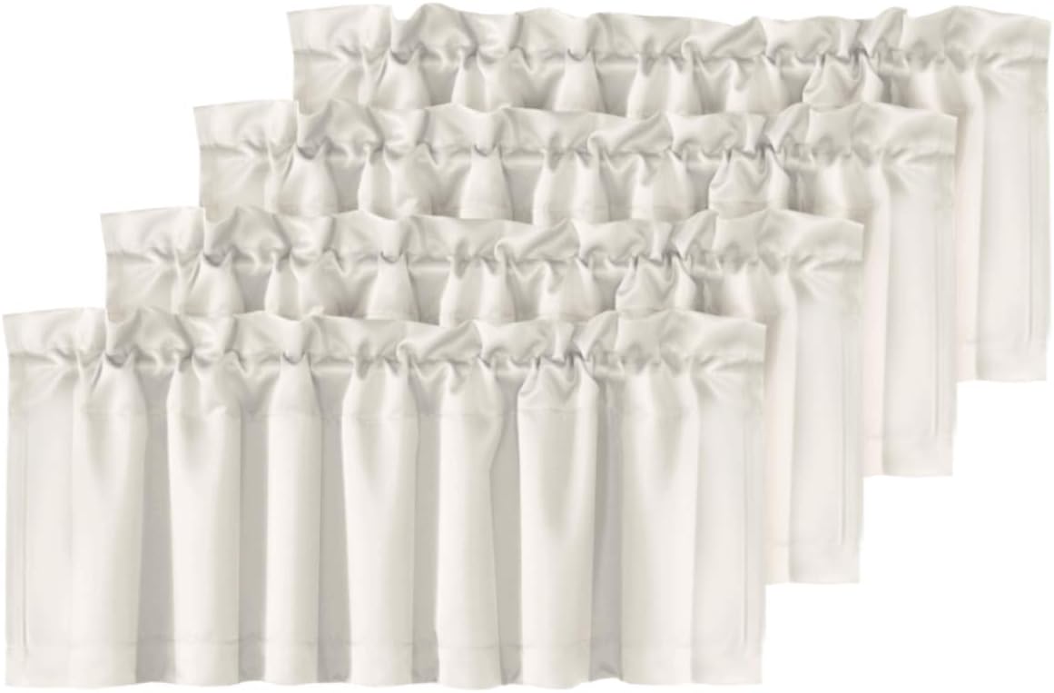 H.VERSAILTEX White Curtain Valances for Windows，Room Darking Kitchen Valances for Living Room/Bedroom/Bathroom Short Window Privacy Decorative Rod Pocket,52" W x 18" L,4 Panels