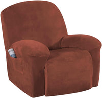 H.VERSAILTEX Velvet Plush Slip Covers for Recliners with Arms 1-Piece Stretch Recliner Chair Covers Furniture Protector Couch Soft with Elastic Bottom Anti-Slip