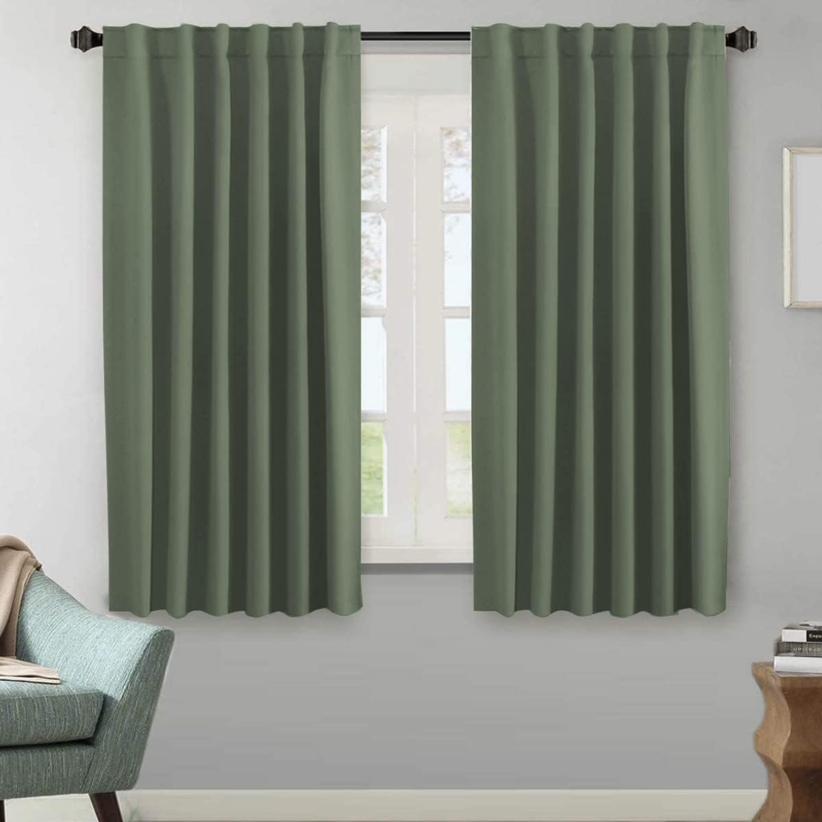 2pcs H.VERSAILTEX Blackout Curtains Thermal Insulated Window Treatment Panels Room Darkening Blackout Drapes for Living Room Back Tab/Rod Pocket Bedroom Draperies