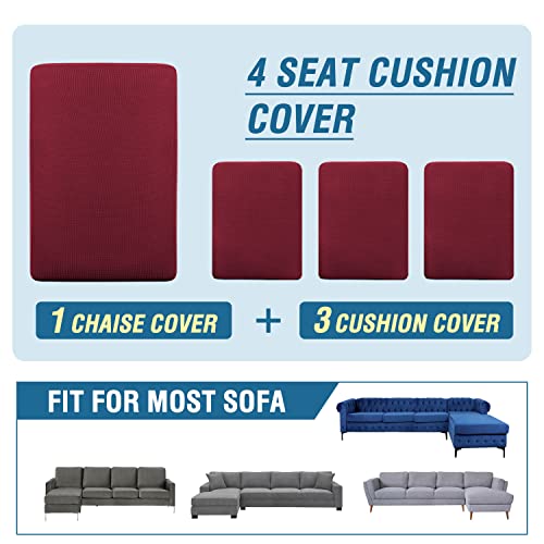 H.VERSAILTEX Sectional Couch Covers 3 Pieces Sofa Seat Cushion Covers L Shape Separate Cushion Couch Chaise Cover for Both Left/Right Sectional Couch (Large Sofa 2 Seater + 1 Chaise, Dusty Blue)