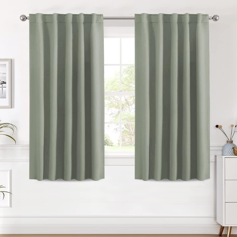 2 pcs H.VERSAILTEX Blackout Curtains Thermal Insulated Window Treatment Panels Room Darkening Blackout Drapes for Living Room Back Tab/Rod Pocket Bedroom Draperies