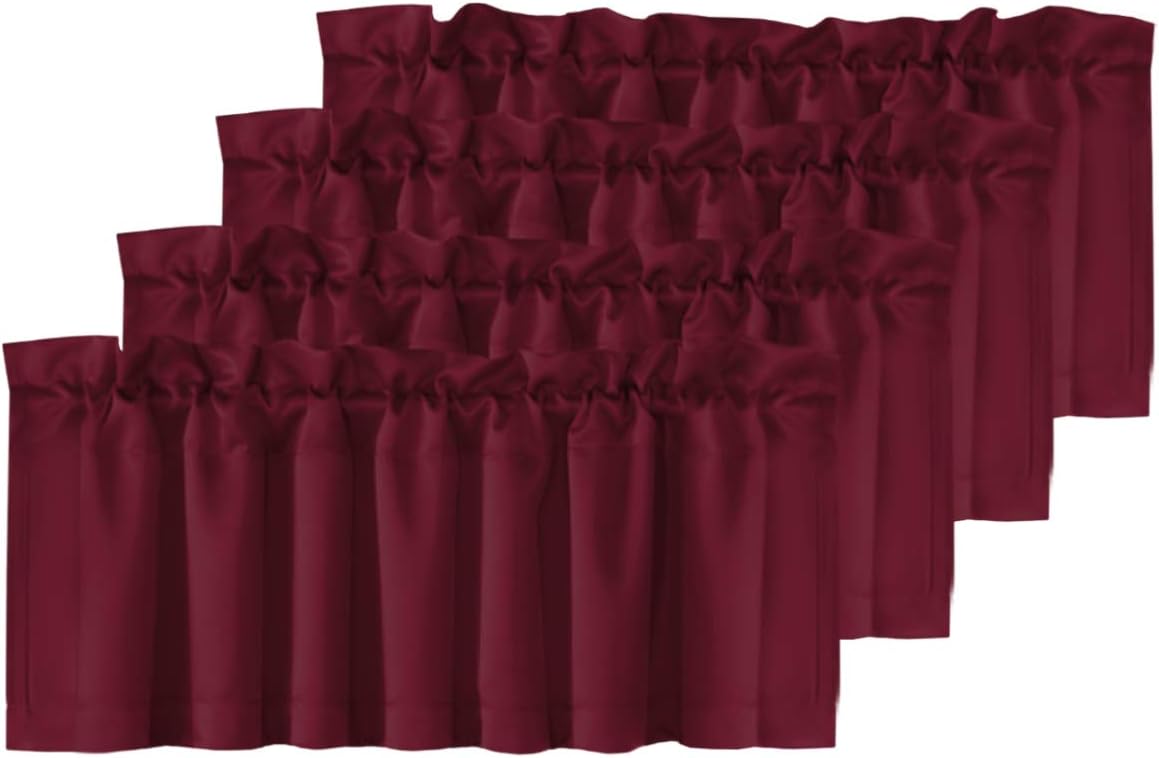 H.VERSAILTEX White Curtain Valances for Windows，Room Darking Kitchen Valances for Living Room/Bedroom/Bathroom Short Window Privacy Decorative Rod Pocket,52" W x 18" L,4 Panels