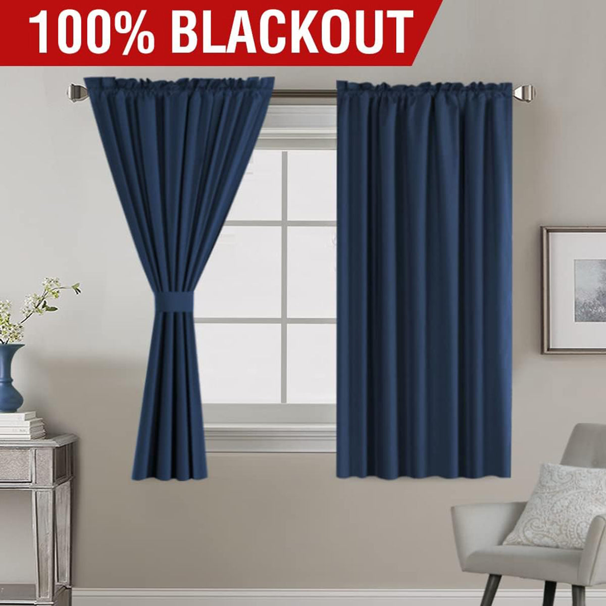 H.VERSAILTEX 100% Blackout Curtains Full Light Blocking Curtain Draperies with Soft White Coating for Bedroom Living Room Thermal Insulated Window Treatment Set of 2 Panels