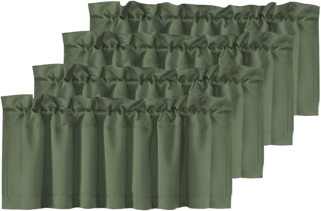 H.VERSAILTEX White Curtain Valances for Windows，Room Darking Kitchen Valances for Living Room/Bedroom/Bathroom Short Window Privacy Decorative Rod Pocket,52" W x 18" L,4 Panels