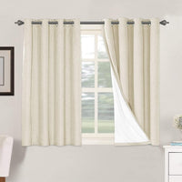 2 pcs  H.VERSAILTEX 100% Blackout Linen Curtains Full Light Blocking Curtains for Bedroom, Textured Window Curtains for Living Room, Energy Efficient Curtains White Liner