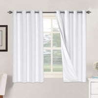 2 pcs  H.VERSAILTEX 100% Blackout Linen Curtains Full Light Blocking Curtains for Bedroom, Textured Window Curtains for Living Room, Energy Efficient Curtains White Liner