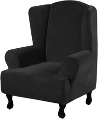 H.VERSAILTEX Velvet Wingback Chair Cover – Plush High Stretch Slipcover, 1 Piece
