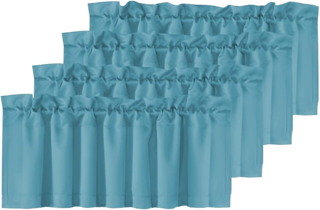 H.VERSAILTEX White Curtain Valances for Windows，Room Darking Kitchen Valances for Living Room/Bedroom/Bathroom Short Window Privacy Decorative Rod Pocket,52" W x 18" L,4 Panels