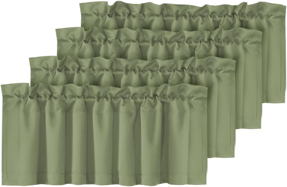 H.VERSAILTEX White Curtain Valances for Windows，Room Darking Kitchen Valances for Living Room/Bedroom/Bathroom Short Window Privacy Decorative Rod Pocket,52" W x 18" L,4 Panels