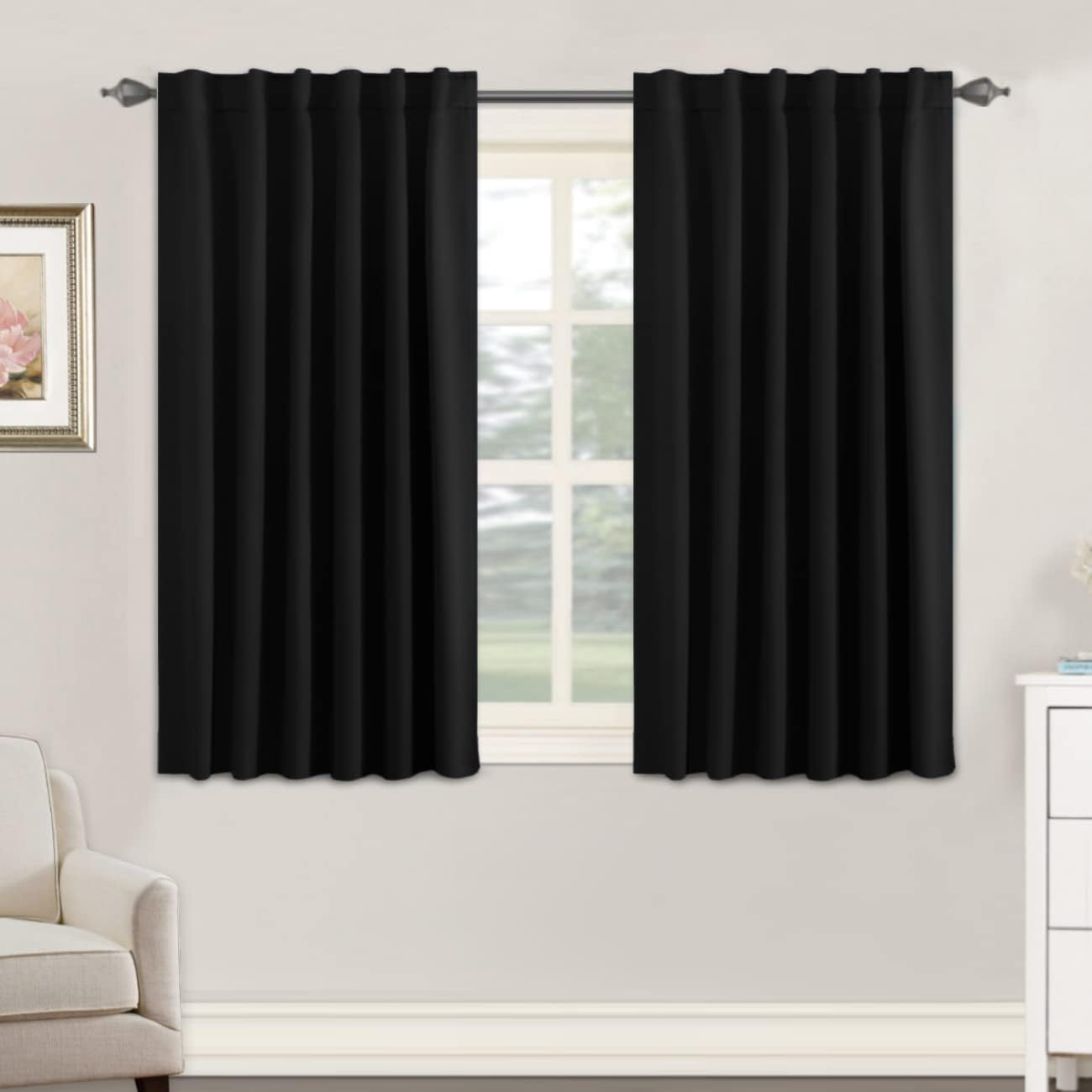 2pcs H.VERSAILTEX Blackout Curtains Thermal Insulated Window Treatment Panels Room Darkening Blackout Drapes for Living Room Back Tab/Rod Pocket Bedroom Draperies